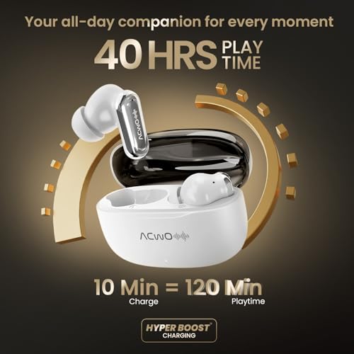 Image of DwOTS 717 PRO | ANC up to 32dB, 40HRS Playback, Fast Charging, Dual Pairing, Quad-mic ENC, Instant auto Connect, IPX5, Bluetooth v5.4, True Wireless Earbuds with mic (Arctic White)