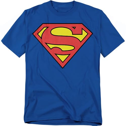 Popfunk Superman Shirts for Men Classic Logo T Shirt (Large)