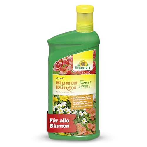 Neudorff Azet BlumenDünger - 100% natürlicher Bio Dünger für üppig blühende Blumen im Garten, Zimmer oder auf dem Balkon, 1 Liter
