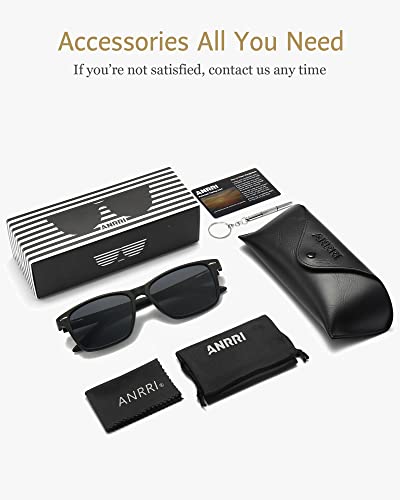 Image of ANRRI Gradient Polarized Sunglasses for Men Women Retro Square Sun Glasses with Spring Hinges