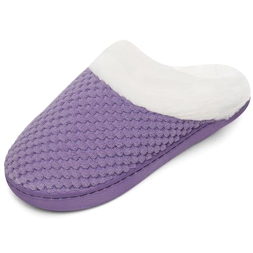 Mishansha Zapatillas Invierno Mujer Memory Foam Caliente Pantuflas Casa Cómodas Suave Slippers,Violeta59,42/43 EU