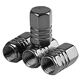 XSAJU タイヤ エアバルブキャップ アルミ合金 4個入り 車 バイク ホイール ドレスアップ 腐食防止 (ガンメタ)