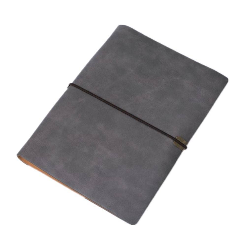 Pu-Leder-Notizbucheinband, Spiralblock, A5, Planer, Organizer, Notizbuch, Reisetagebuch, Tagebuch, 6 Ringbücher, Schreibwaren, grau, 2 Stück