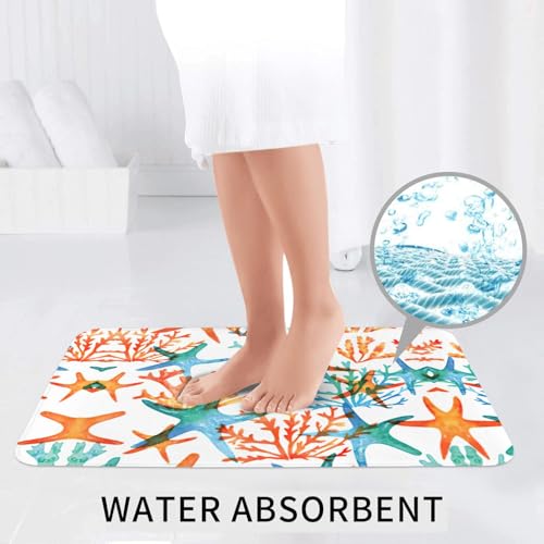Tapis de salle de bain lot de 3 absorbants et lavables motif étoiles de mer
