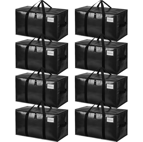 Image of BAGAIL Heavy Duty Moving Bags with Strong Handle, Extra Large Moving Boxes, Storage Tote for Clothes, College Moving Supplies(Black, 8 Pack)