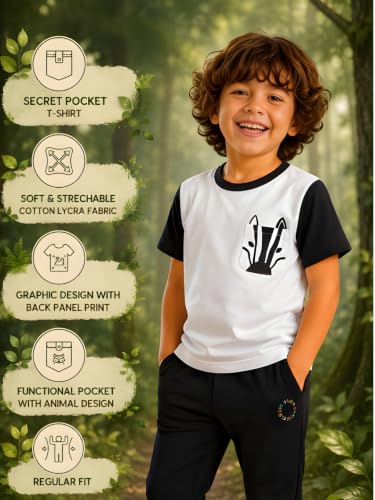 Image of Pilolo Kids Soft Cotton Lycra Pocket T-Shirt for Boys - (Combo Pack of 2)