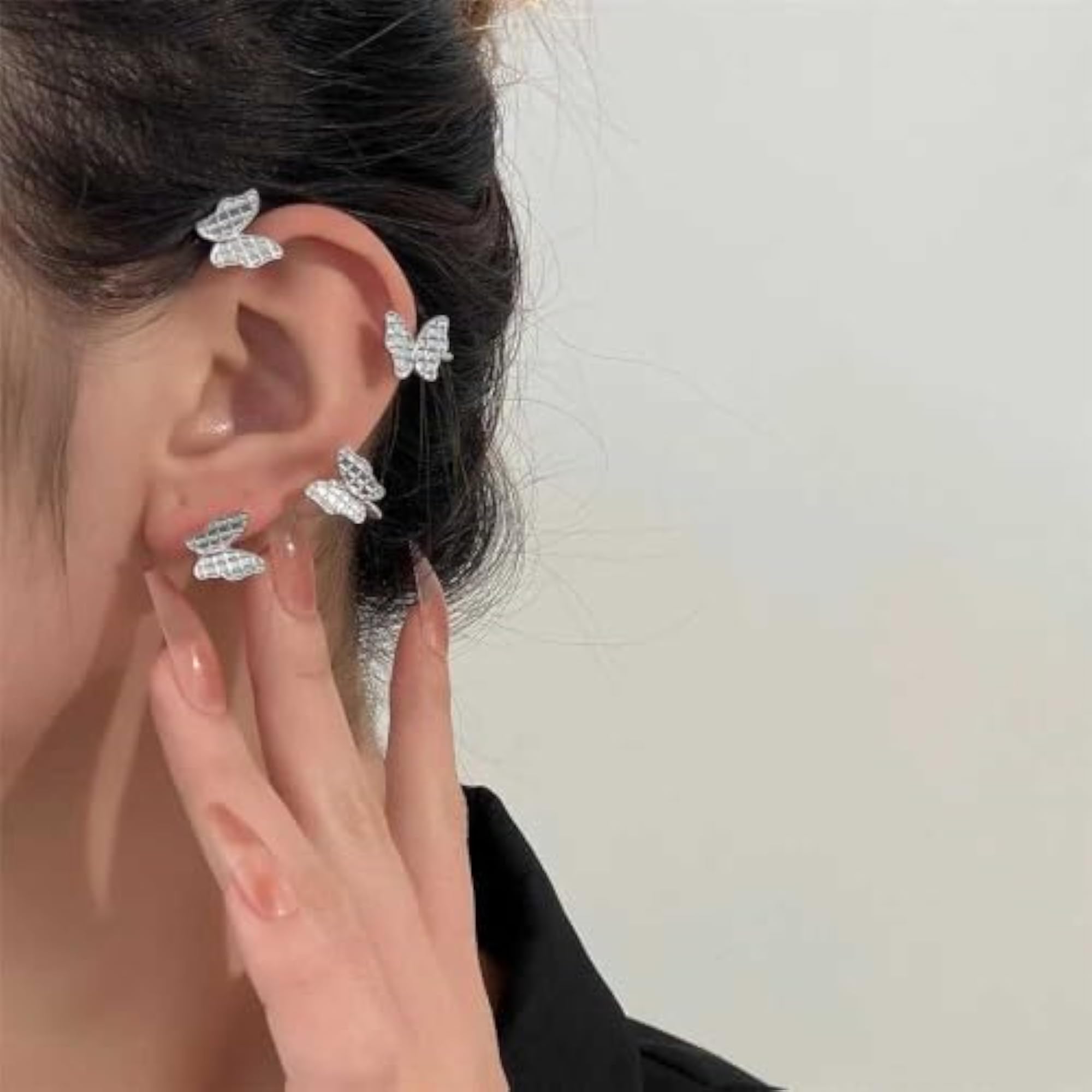Zircon Cuff Wrap Butterfly Crawler Earrings
