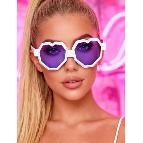 Image of laureles Fashion Heart Shaped Goggle Y2K Sunglasses Women One Piece Oversized Love Sun Glasses Men