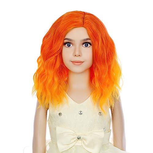 Image of PATTNIUM Flame Fire Wig Short Ombre Orange Wig for Women Cosplay Halloween Party Costume Synthetic Wigs