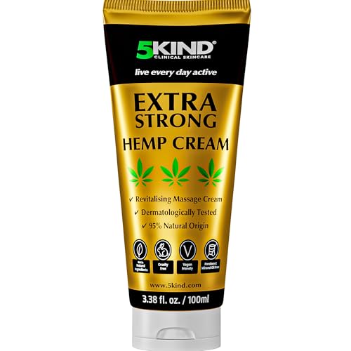 5kind Crema de cáñamo extra fuerte 100 ml - Crema de aceite de cañamo y árnica - Crema masaje, espalda, región lumbar, músculos, rodillas, cuello, hombros - Rica en extractos naturales