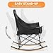 Youtanic Oversized Folding Rocking Camping Chair, Padded Portable Rocking Chair with Pockets, Cup Holder and Carry Bag, Heavy Duty Outdoor Rocker Patio Chair for Garden, Lawn, Yard, Up to 400lbs, Gray
