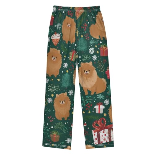 ZZXXB Pomeranian Pine Trees Boys Long Pants Soft Trousers Elastic Waist Kids Lounge Bottoms with Pockets S-XL2
