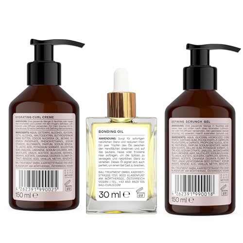 BALI CURLS Styling Heroes Bundle – 4-teilige Stylingroutine für definierte, geschmeidige & lebendige Locken – Curl Cream, Volume Foam, Defining Gel & Bonding Oil