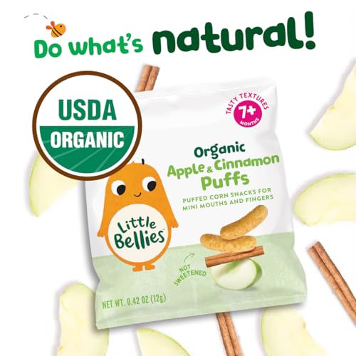 little bellies organic apple amp cinnamon puffs baby snack pack of 18 x 042 oz individual packs