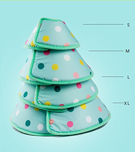 Stock Show 1Pc Pet Dog Recovery Elizabethan Collar, Colorful Dots Decor Wound Healing Protective Cone E-Collar for Puppy Cats, Light Blue - Thumbnail 6