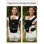 GROWNSY Baby Carrier Newborns to Toddlers, Ergonomic Baby Toddler Carrier Slings Wraps with Head Support, Easy to Wear,Infant Carrier Baby Gift,Travel and Hiking Friendly, for Babies 7 to 44 lb(Black) - Image 4