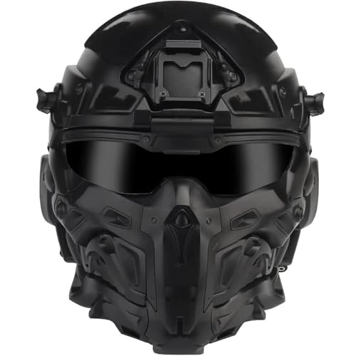 SDYAYFGE Casque Tactique Intégral,incluant Masque Fantôme Amovible Lunettes Système Anti-Buée Ventilé Monture NVG Compatible Casque pour Airsoft Paintball...