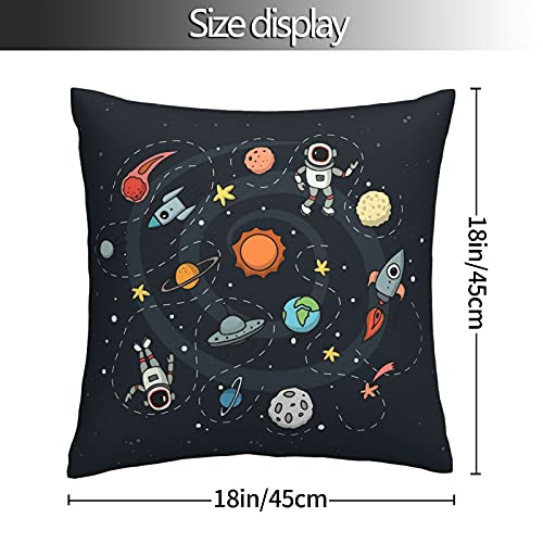 Antvinoler Outer Space Decorative Square Throw Pillow Cover Cushion Covers Pillowcase,Cute Planets Astronaut Alien Cushion Case Polyester For Summer Fall Home Decor, 18 X 18 Inches #TOP2