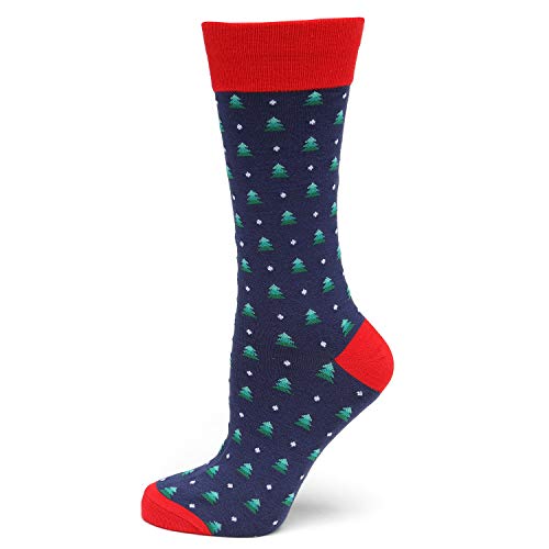 Cufflinks Inc. Men’s Blue and Red Christmas Tree Dress Socks, One size fits most (up to men's size 12)