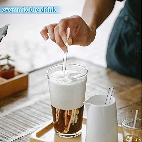 Voarge 10Pcs Glass Stirring Rod with Both Ends Round, 8Inch Glass Mixing Tools for Science, Lab, Kitchen, Experiment and Stir Hot Cold Beverages Cocktails Drinks