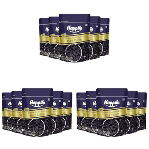 Image of Happilo Premium Afghani Black Raisins Seedless 250g (Pack of 15) | Kali Kishmish /Kismis | Munakka Dry Fruits | Naturally Sweet, Antioxidant Rich, Tasty & Healthy Snack