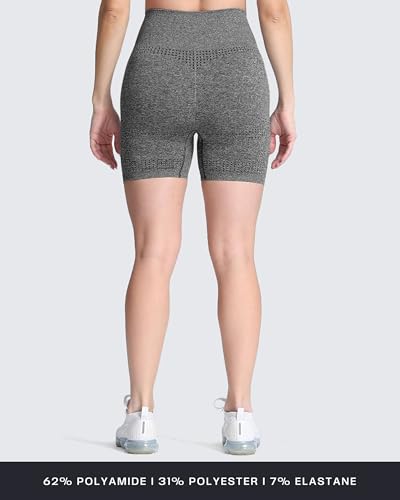 Aoxjox Seamless Workout Biker Shorts for Women High Waisted Exercise Athletic Gym Booty Running Yoga Short 5"