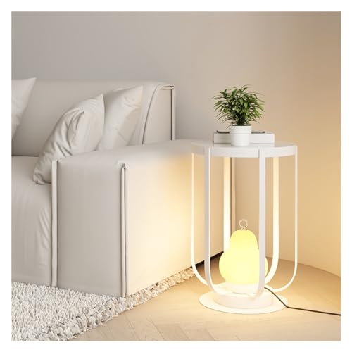 Lámpara de pie con estante de diseño industrial y acabado blanco 5