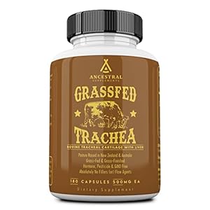 Ancestral Supplements Grass Fed Beef Tracheal Cartilage Supplement with Liver, 3000mg, Immune Health and Joint Support Supplement Promotes Healing, Non-GMO, 180 Capsules