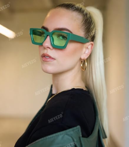 Image of AIEYEZO Square Sunglasses for Women Men Square Thick Frame Sun Glasses Simple Designer Style Shades