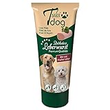 Delikatess Leberwurst aus der Tube. Hunde sind verrückt danach! Und der Besitzer hat eine schöne Möglichkeit den Hund zu belohnen ohne sich über Krümel in der Manteltasche zu ärgern.