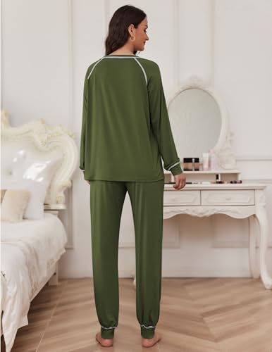 Image of Ekouaer Pajamas Set for Women Soft Comfy Pjs Sets Long Sleeve Sleepwear Loungewear S-XXL
