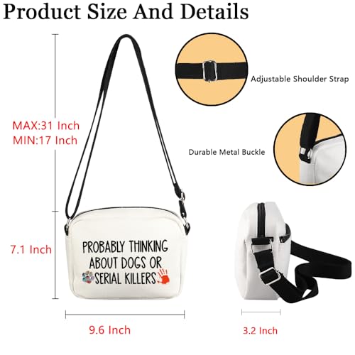 POFULL True Crime Lover Gift Murder Gift Probably Thinking About Dogs or Serial Killers Corssbody Bag2