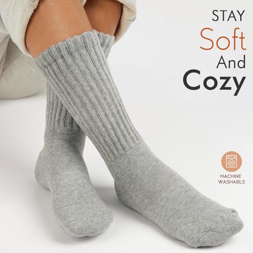 Image of HONGTEYA Slouchy Crew Socks For Women,Scrunch Cotton Cozy Workout Socks