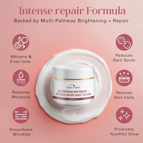 Image of Glutathione Whitening + Intense Repair Night Cream | Overnight Radiance With Niacinamide, Vitamin E, Shea Butter, Allantoin & Coconut Oil (30 ml)| For Men and Women.