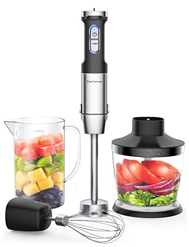 Elechomes 4-in-1 Hand Immersion Blender with 800W Powerful Motor, 304 Stainless Steel Stick