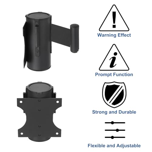 Barrière rétractable à ceinture murale QUARKZMAN 3m boîtier ABS noir lot de 4 - 4
