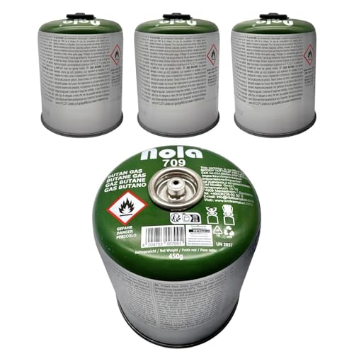 NOLA 4X 450g Gaskartuschen – Propan-/Butangas Schraubkartuschen mit Gewinde – 7/16\" Gas, Campinggas, für Campingkocher, Gaskocher & Gasgrill – Schraubventil Kartusche Outdoor EN417 NOLA 4X 450g Gaskartuschen – Propan-/Butangas Schraubkartuschen mit Gewinde – 7/16\" Gas, Campinggas, für Campingkocher, Gaskocher & Gasgrill – Schraubventil Kartusche Outdoor EN417
