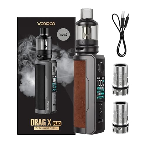 Voopoo Drag X Plus Pro Edition Vape Kit [Silver Retro Brown] - Available in 5 colours - 2A Fast Charge 18650 Battery (sold separately) 100W 510 Drip - Works with TPP/PNP Tank - No Nicotine