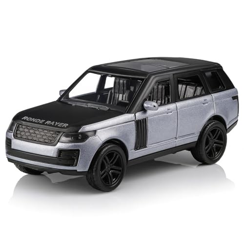 Image of 1:36 Scale Range Rover Toy Car - Die-Cast Alloy Pull-Back SUV Model with Lights & Sound, Openable Doors - Metal Toy Car for Kids, Boys & Collectors (Grey)