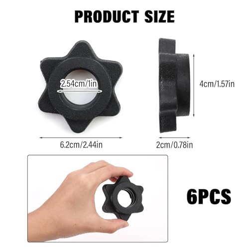 6PCS Dumbbell Clips, Anti-Slip Barbell Clips Barbell Collars, Hex Dumbbell Screw Ends, Barbell Clips Dumbbell Collars Screw Clamps,Hex Nut Barbell Spin-Lock Collars for Weight Lifting Fitness Training - Image 3