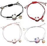 EatingBiting 4 pack (black red pink blue)Feng Shui Lucky Ceramics Cat Maneki Neko Fortune Good Luck Wealth Bracelet Beads Bracelets Adjustable Wealth Health Fortune Rich Money Symbol for Purse Bag