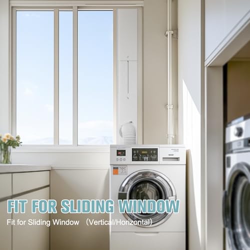 Image of HOXHA Window Duct Kit Universal dryer vent kit for 4 inch ducting hose, Sliding Window Vent Kit Fit with Dryer, Inline Duct Fans, Grow Tents