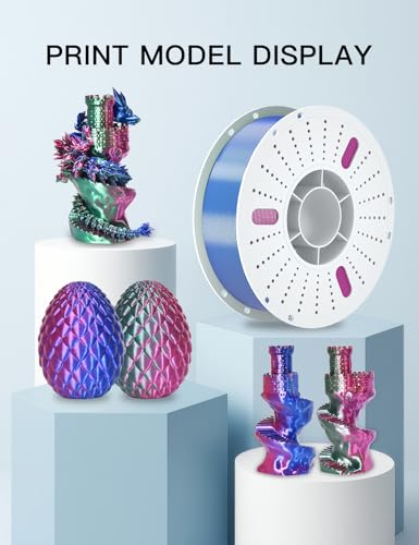 Image of PINBALL Silk PLA 3D Printer Filament 1.75mm Shiny Silk Tricolor Filament 3D Printing PLA Filament Dimensional Accuracy + /- 0.02mm 1 KG Silk Red-Green-Blue