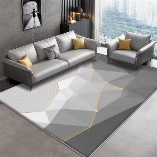 Tapis doux gris géométrique abstrait multi-taille et facile à nettoyer
