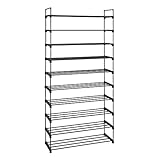 SONGMICS Schuhregal mit 10 Ebenen, Schuhaufbewahrung aus Metall, für bis zu 50 Paar Schuhe, Schuhorganizer für Wohnzimmer, Flur und Ankleidezimmer, 92 x 30 x 194 cm, schwarz LSA10BK