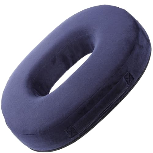 OHPHCALL Cojín de Asiento en Forma de Dona Portátil para Silla Oficina y Coche, Cojín Trasero de Felpa de Alta Resiliencia, Color Azul Oscuro, Soporte Ergonómico para Uso en Casa y Trabajo