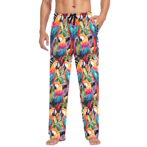 Parrots Men's Pajamas Pants Cotton Sleep Bottoms Pants Lounge Sleepwear - S
