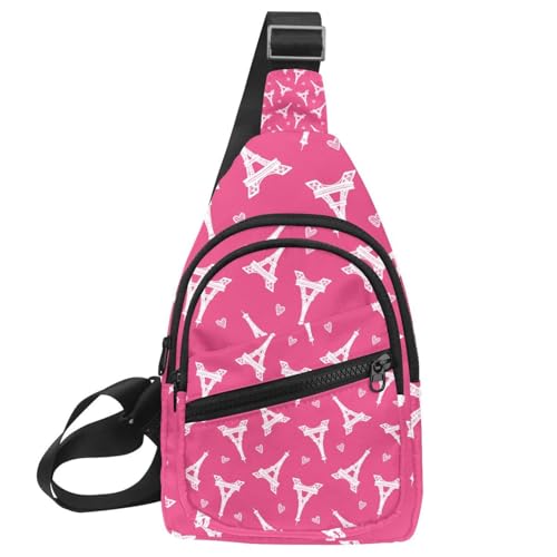 Bolso bandolera rosa de la Torre Eiffel mochila de mensajero de hombro