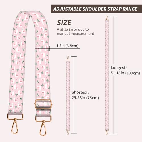 Image of Purse Strap Replacement Crossbody, 3.8cm Wide Shoulder Strap Adjustable Replacement Belt Gold Buckle, Handbag Crossbody Bag Strap Pink Alpacas