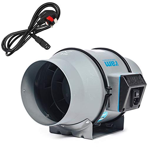 4 5 6 8 inch RAM Inline Mixed Flow UK Plug Hydroponics Grow Fan upto 840m3/hr (150mm 6- 517 m3/hr)